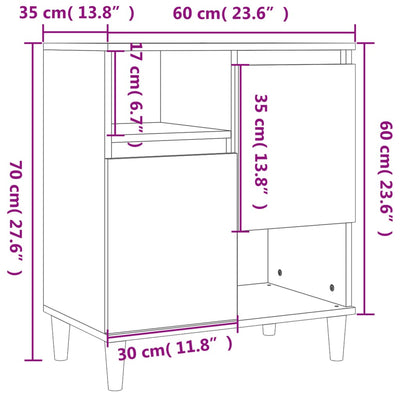 Sideboards 3 pcs High Gloss White 60x35x70 cm Engineered Wood