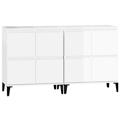 Sideboards 2 pcs High Gloss White 60x35x70 cm Engineered Wood