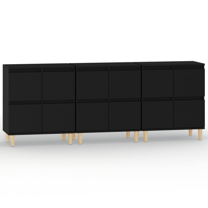 Sideboards 3 pcs Black 60x35x70 cm Engineered Wood