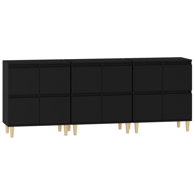 Sideboards 3 pcs Black 60x35x70 cm Engineered Wood