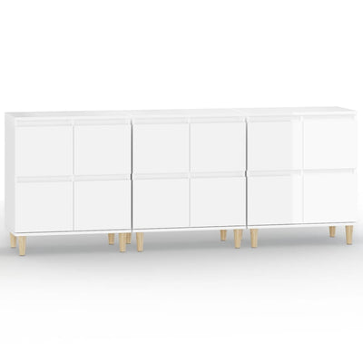 Sideboards 3 pcs High Gloss White 60x35x70 cm Engineered Wood