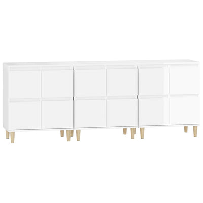 Sideboards 3 pcs High Gloss White 60x35x70 cm Engineered Wood