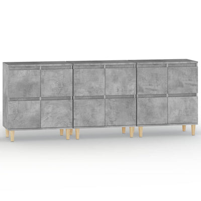 Sideboards 3 pcs Concrete Grey 60x35x70 cm Engineered Wood