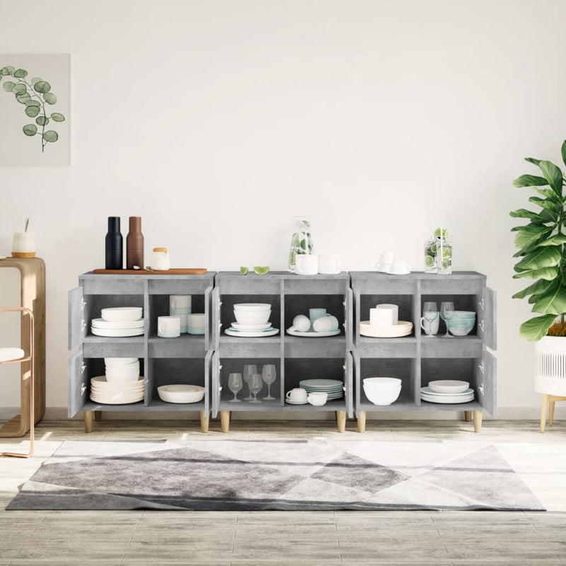 Sideboards 3 pcs Concrete Grey 60x35x70 cm Engineered Wood