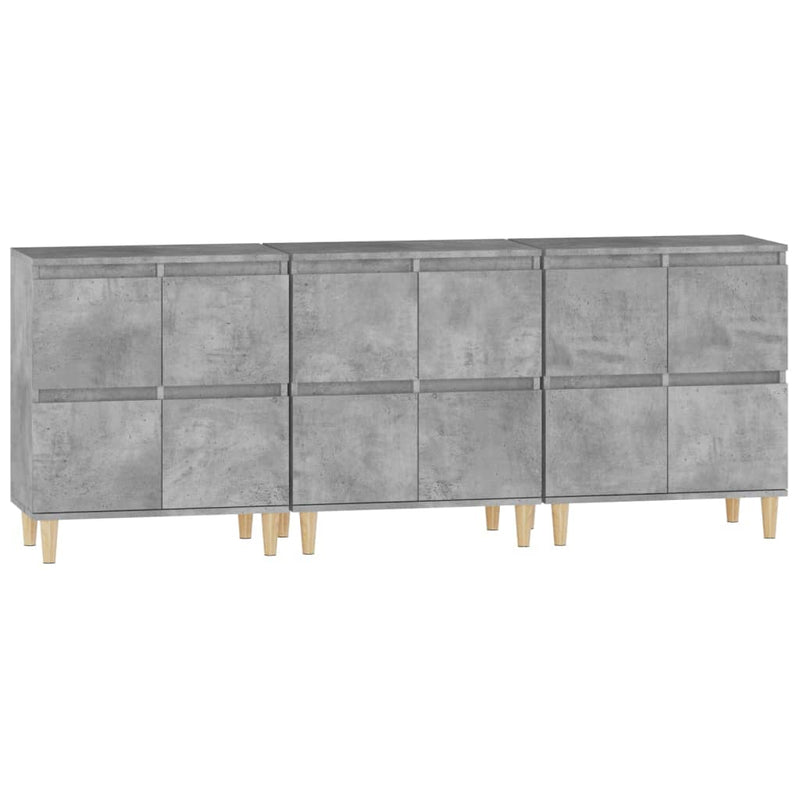 Sideboards 3 pcs Concrete Grey 60x35x70 cm Engineered Wood