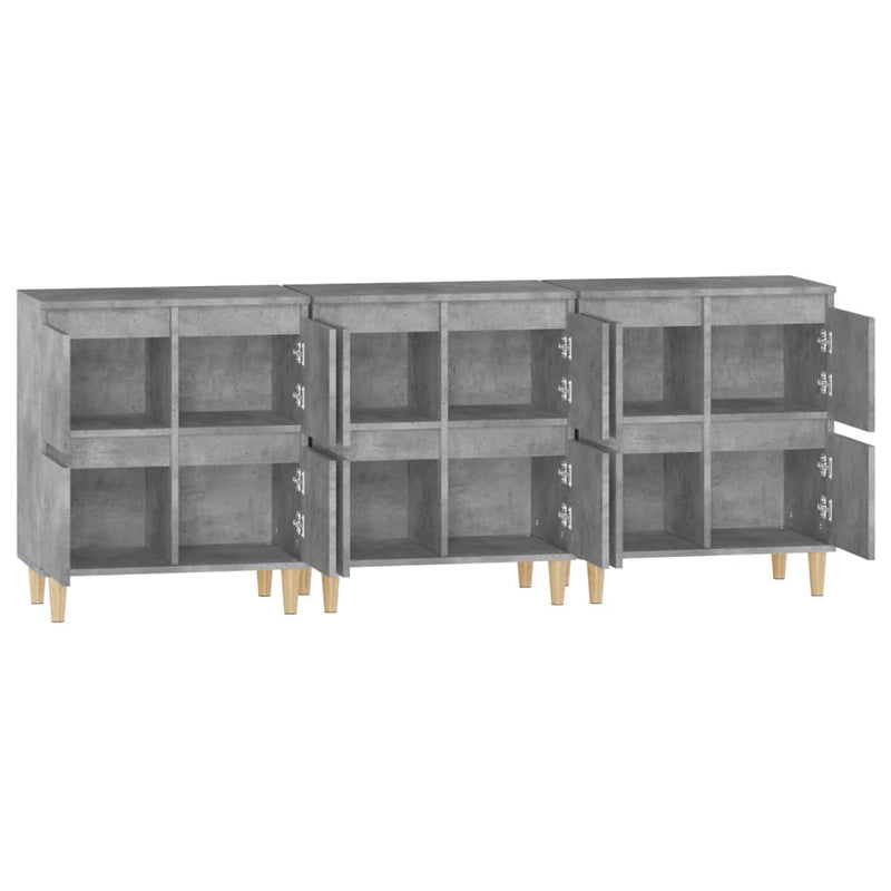 Sideboards 3 pcs Concrete Grey 60x35x70 cm Engineered Wood