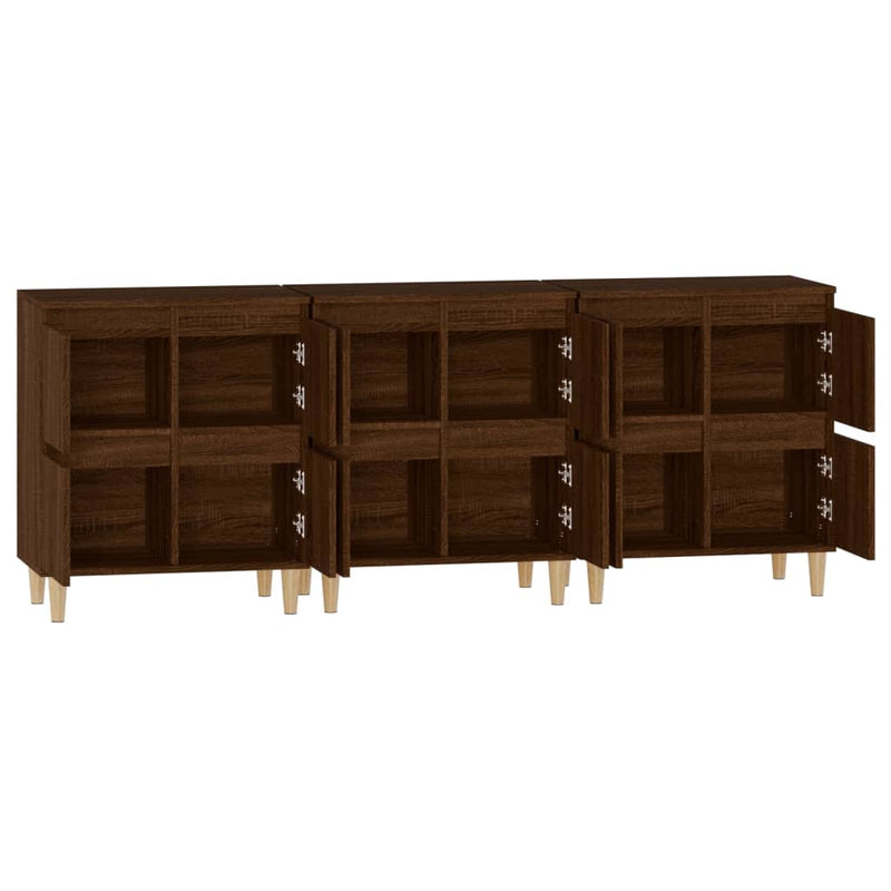 Sideboards 3 pcs Brown Oak 60x35x70 cm Engineered Wood