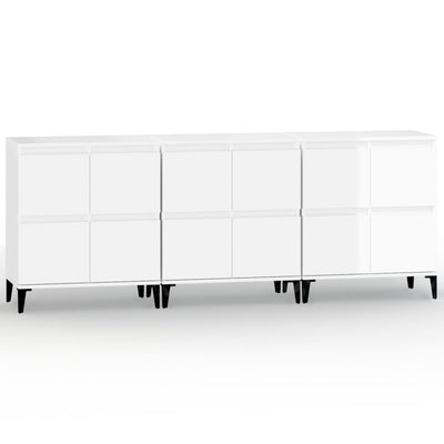 Sideboards 3 pcs High Gloss White 60x35x70 cm Engineered Wood