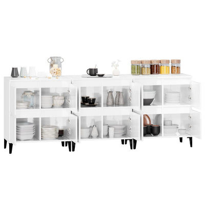 Sideboards 3 pcs High Gloss White 60x35x70 cm Engineered Wood