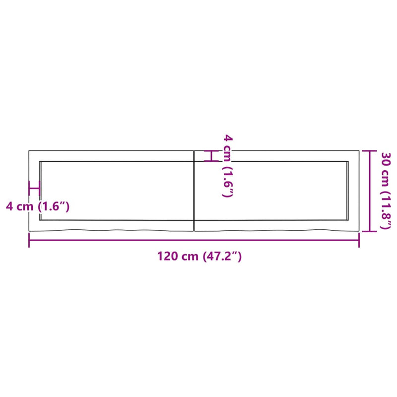 Bathroom Countertop Light Brown 120x30x4 cm Treated Solid Wood