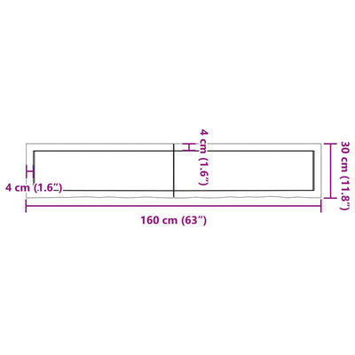 Bathroom Countertop Light Brown 160x30x4 cm Treated Solid Wood