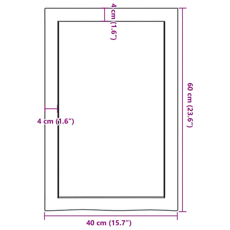 Bathroom Countertop Dark Brown 40x60x4 cm Treated Solid Wood