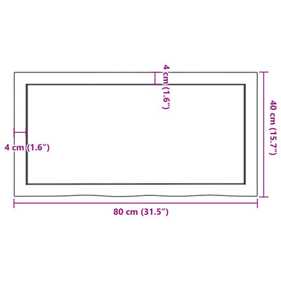 Bathroom Countertop Dark Brown 80x40x4 cm Treated Solid Wood