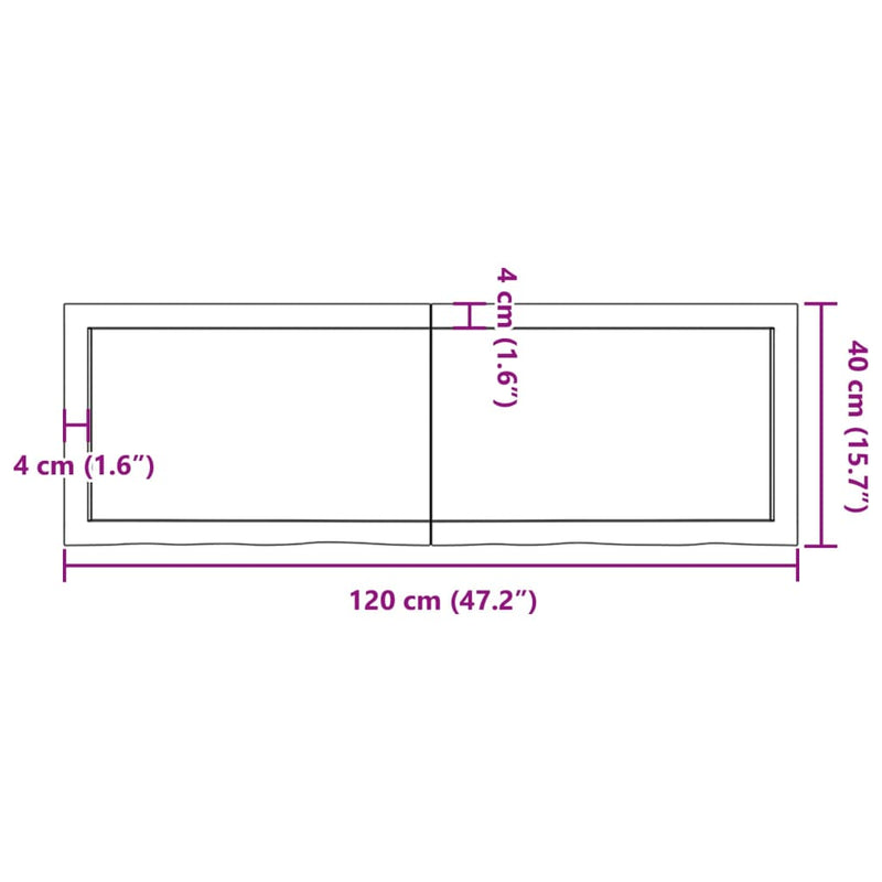 Bathroom Countertop Dark Brown 120x40x4 cm Treated Solid Wood