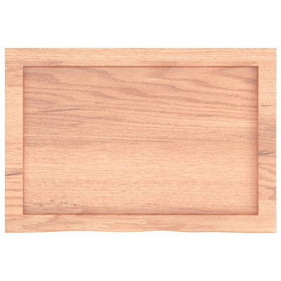 Table Top Light Brown 60x40x4 cm Treated Solid Wood Oak