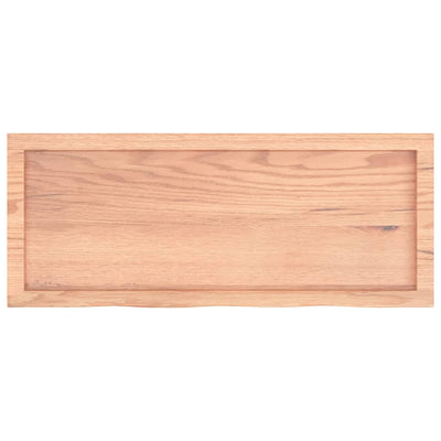 Table Top Light Brown 100x40x6 cm Treated Solid Wood Oak