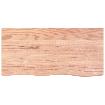 Table Top Light Brown 100x50x4 cm Treated Solid Wood Oak