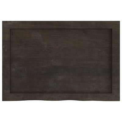 Table Top Dark Brown 60x40x4 cm Treated Solid Wood Oak