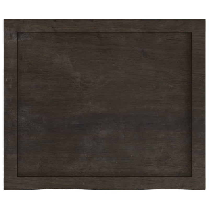 Table Top Dark Brown 60x50x4 cm Treated Solid Wood Oak