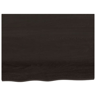 Table Top Dark Brown 80x60x4 cm Treated Solid Wood Oak