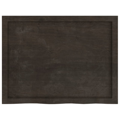 Table Top Dark Brown 80x60x4 cm Treated Solid Wood Oak