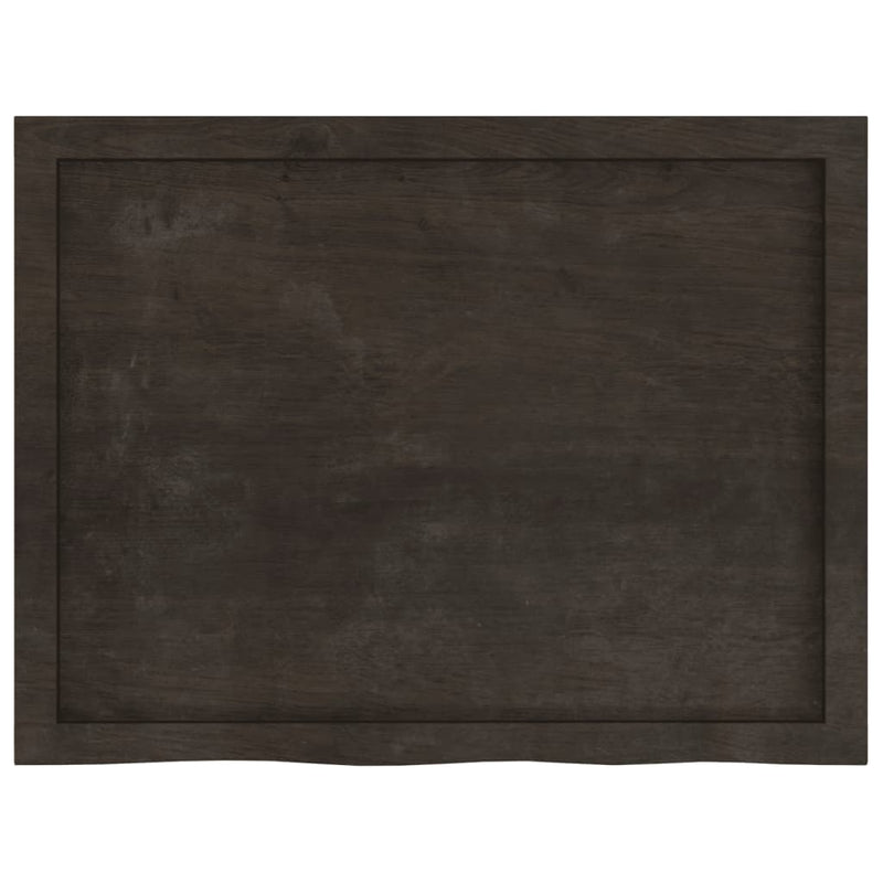 Table Top Dark Brown 80x60x4 cm Treated Solid Wood Oak