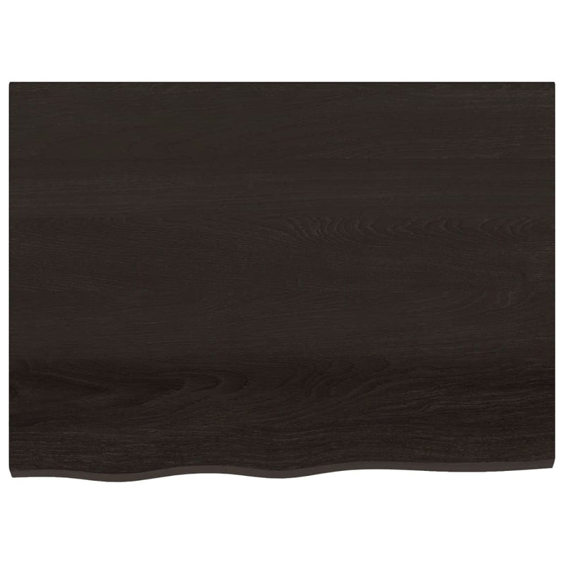 Table Top Dark Brown 80x60x6 cm Treated Solid Wood Oak