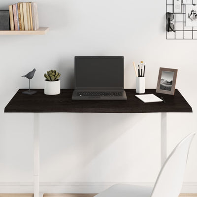 Table Top Dark Brown 100x50x2 cm Treated Solid Wood Oak