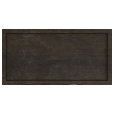 Table Top Dark Brown 100x50x4 cm Treated Solid Wood Oak