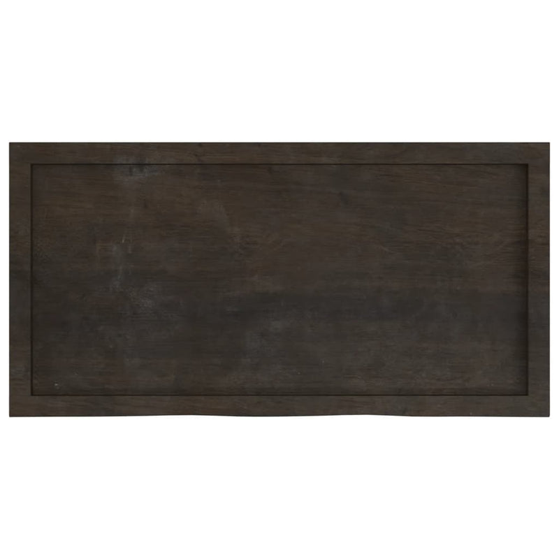 Table Top Dark Brown 100x50x4 cm Treated Solid Wood Oak