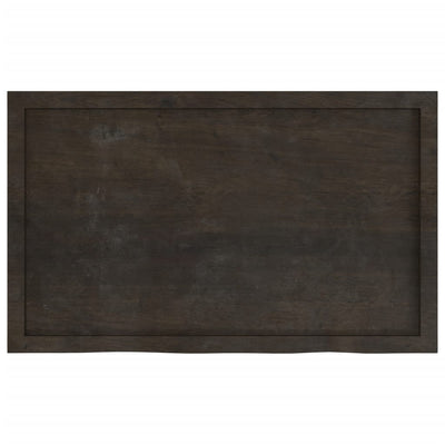 Table Top Dark Brown 100x60x4 cm Treated Solid Wood Oak