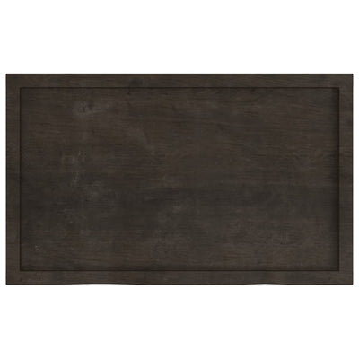 Table Top Dark Brown 100x60x6 cm Treated Solid Wood Oak