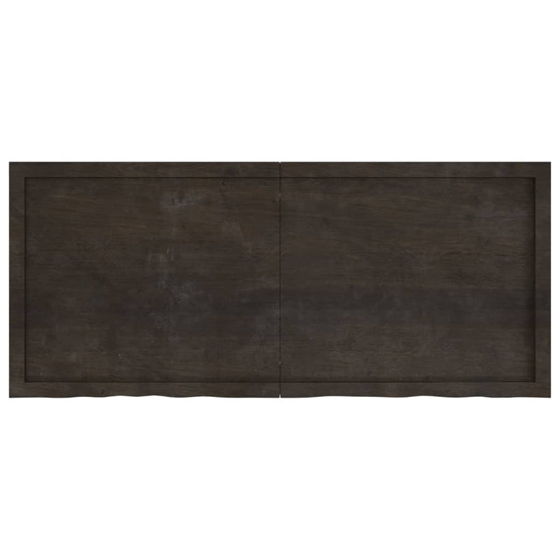 Table Top Dark Brown 140x60x4 cm Treated Solid Wood Oak