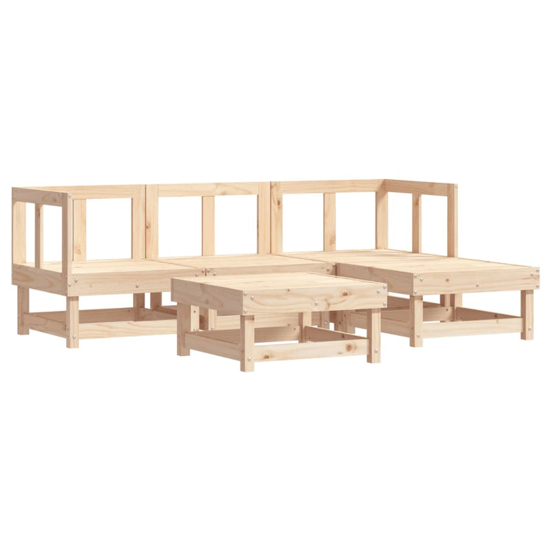 5 Piece Garden Lounge Set with Cushions Solid Wood