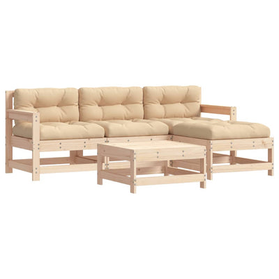 5 Piece Garden Lounge Set with Cushions Solid Wood