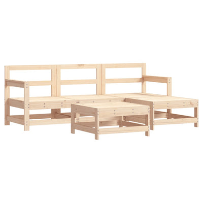 5 Piece Garden Lounge Set with Cushions Solid Wood