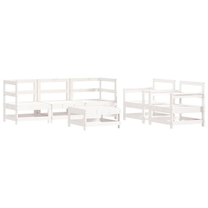 6 Piece Garden Lounge Set with Cushions White Solid Wood