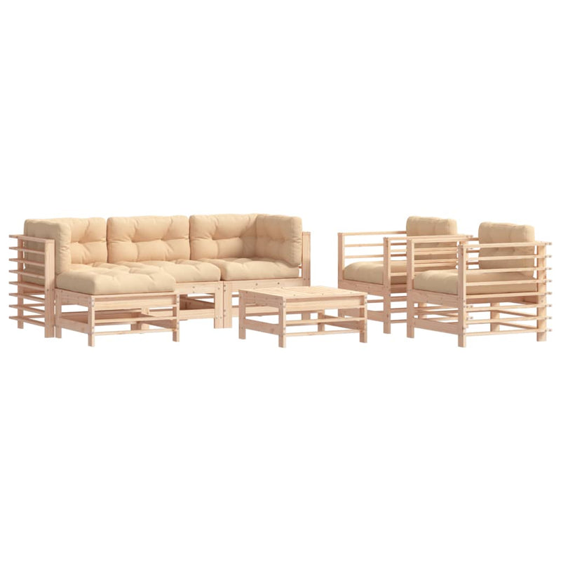 7 Piece Garden Lounge Set with Cushions Solid Wood