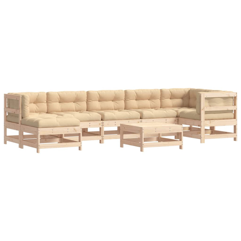 8 Piece Garden Lounge Set with Cushions Solid Wood