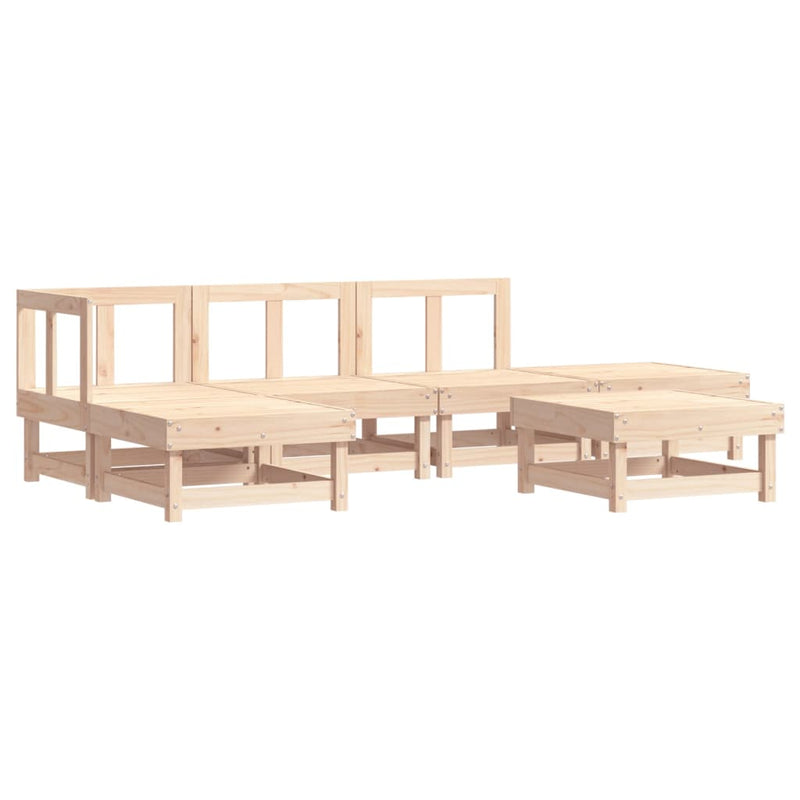 6 Piece Garden Lounge Set with Cushions Solid Wood