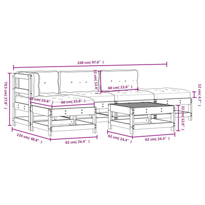 6 Piece Garden Lounge Set with Cushions Black Solid Wood