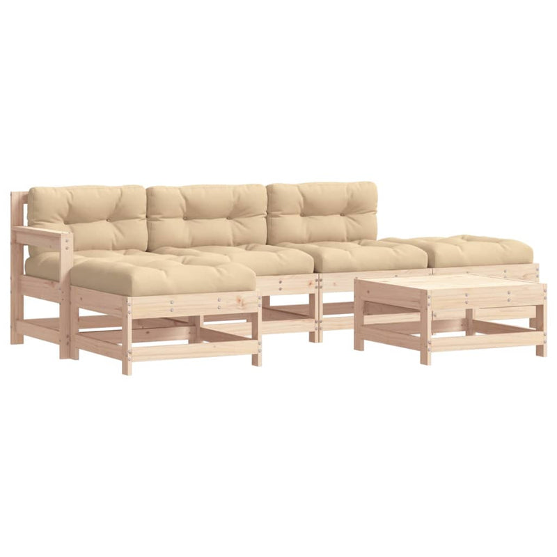 6 Piece Garden Lounge Set with Cushions Solid Wood