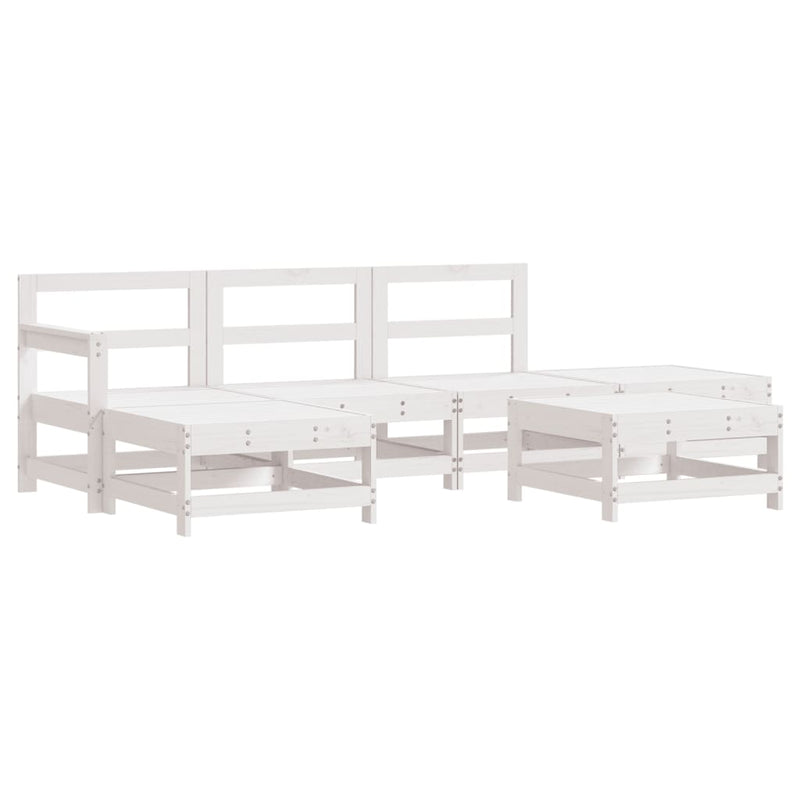 6 Piece Garden Lounge Set with Cushions White Solid Wood