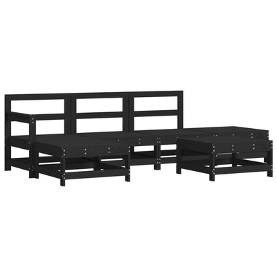 6 Piece Garden Lounge Set with Cushions Black Solid Wood