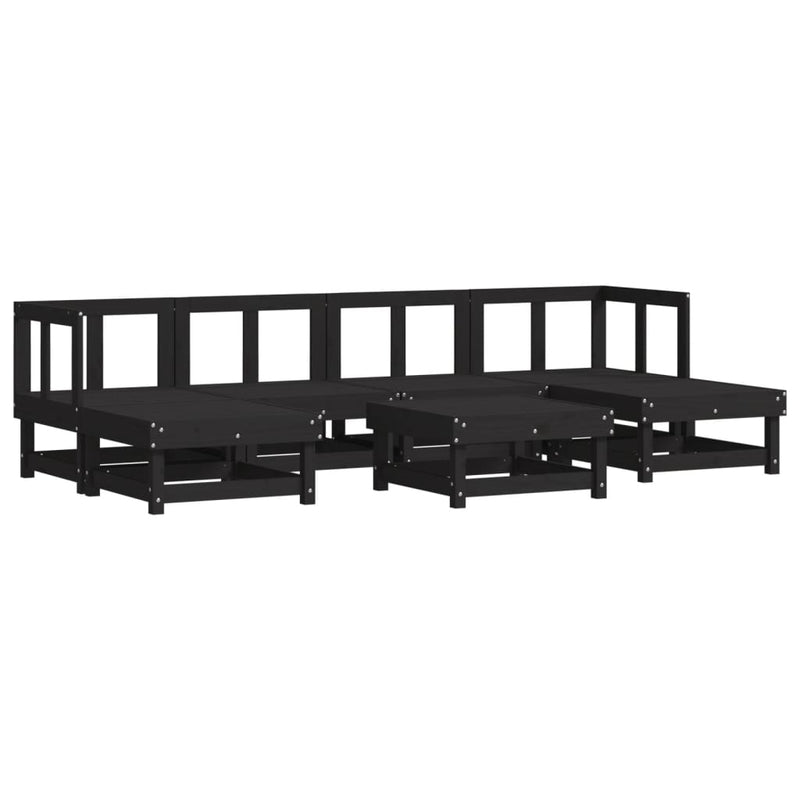 7 Piece Garden Lounge Set with Cushions Black Solid Wood