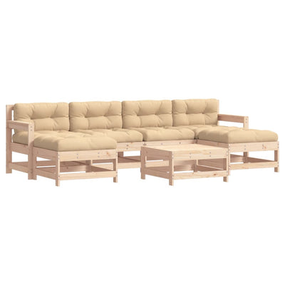 7 Piece Garden Lounge Set with Cushions Solid Wood