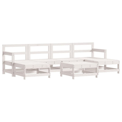 7 Piece Garden Lounge Set with Cushions White Solid Wood