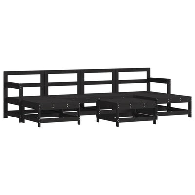 7 Piece Garden Lounge Set with Cushions Black Solid Wood