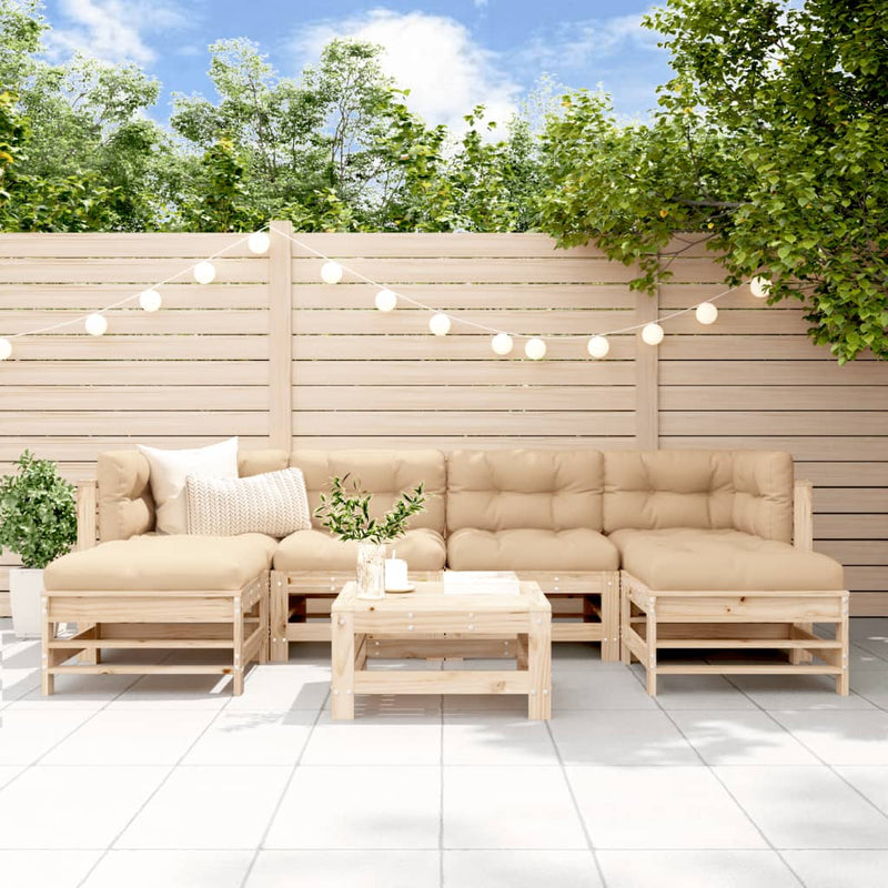 7 Piece Garden Lounge Set with Cushions Solid Wood