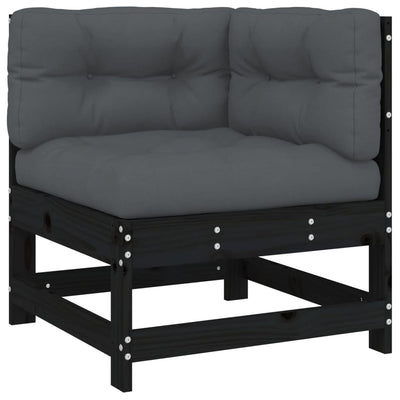 7 Piece Garden Lounge Set with Cushions Black Solid Wood